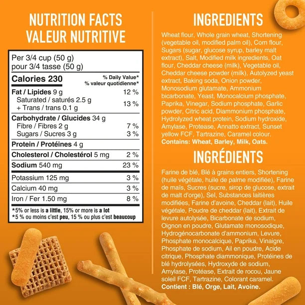 Christie - Crispers Bits & Bites Cheddar Snack & Cracker Mix - 3 x 145g