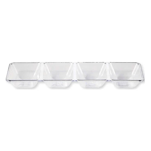 Clear Plastic Rectangular Tray 4 Compartment - Each