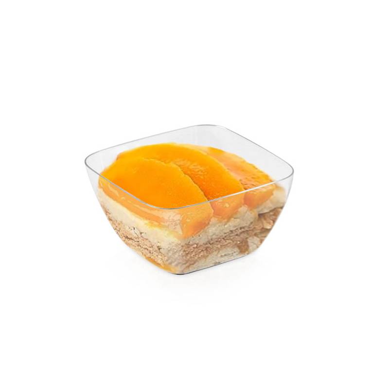 2 Oz Clear Plastic Mini Curved Square Bowls - 12/Pack