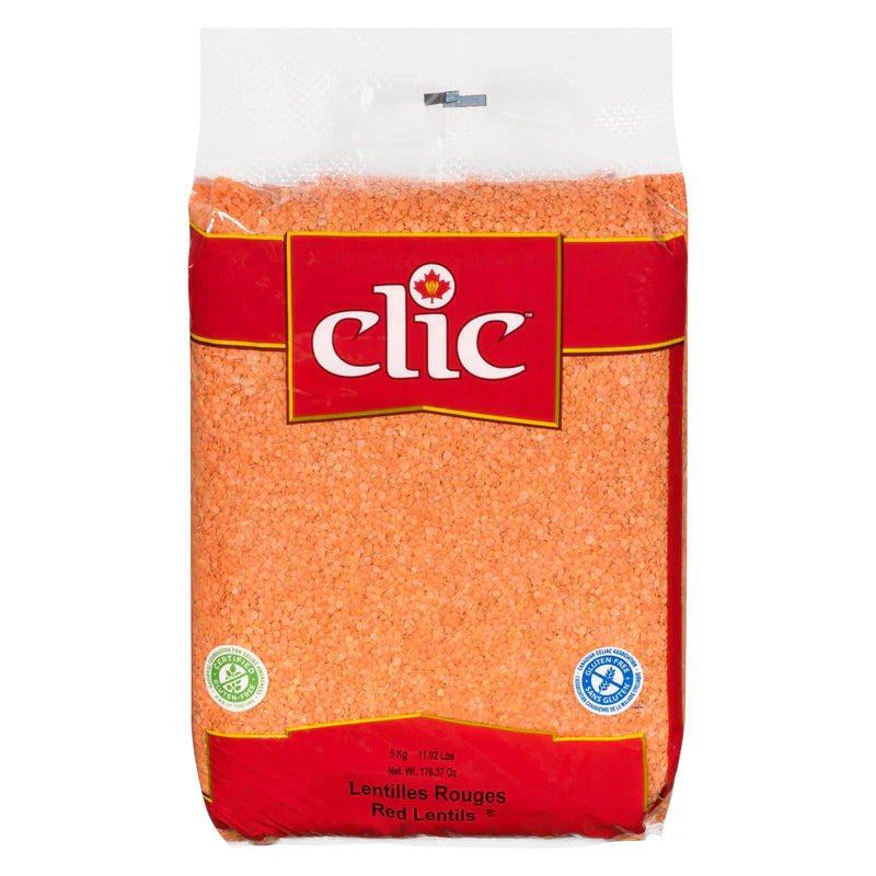 Clic - Red Split Lentils, Masoor Dal Washed - 5 Lbs
