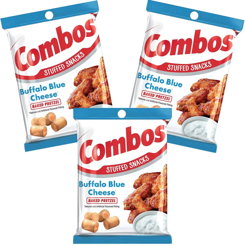 Combos - Buffalo Blue Cheese Baked Pretzels Snacks - 3 x 178.6g