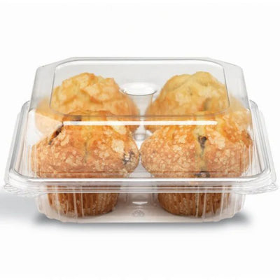 Crystal Seal - 4 Count Muffin Container, 4 Cupcake Container - 200/Case