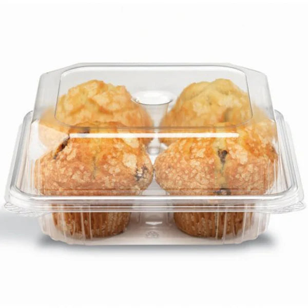 Crystal Seal - 4 Count Muffin Container, 4 Cupcake Container - 200/Case
