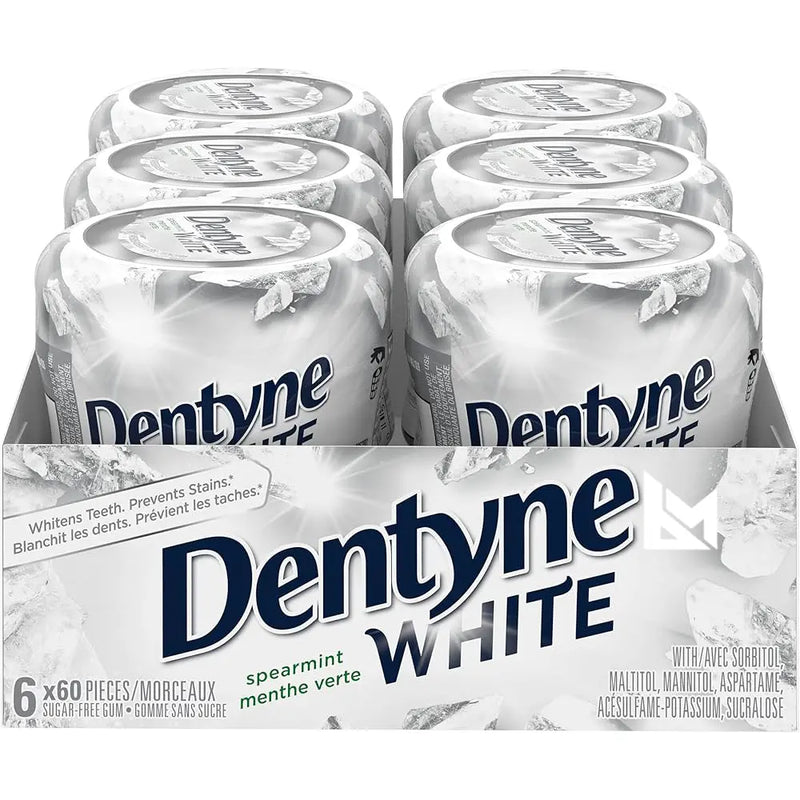 Dentyne - White Spearmint Sugar Free Gum Bottle 60 Pcs - 24 Packs