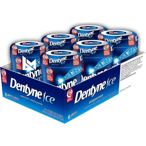 Dentyne Ice Peppermint Gum Bottle 60 Pcs - 6 Packs