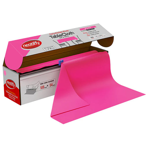 Disposable Plastic Tablecloth Roll Pink 54" x 108 ft - Each
