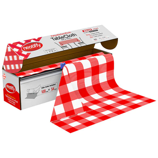 Disposable Plastic Tablecloth Roll Red Checkered