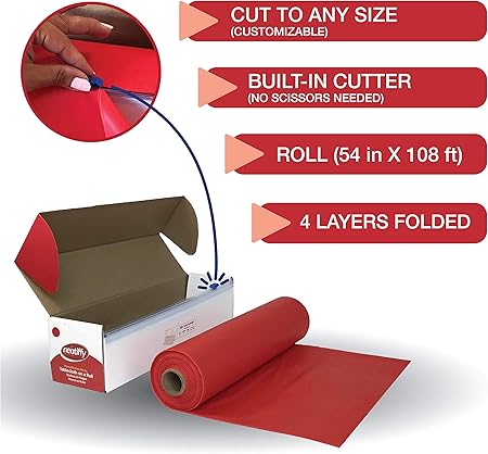 Disposable Plastic Tablecloth Roll Red 54" x 108 ft - Each