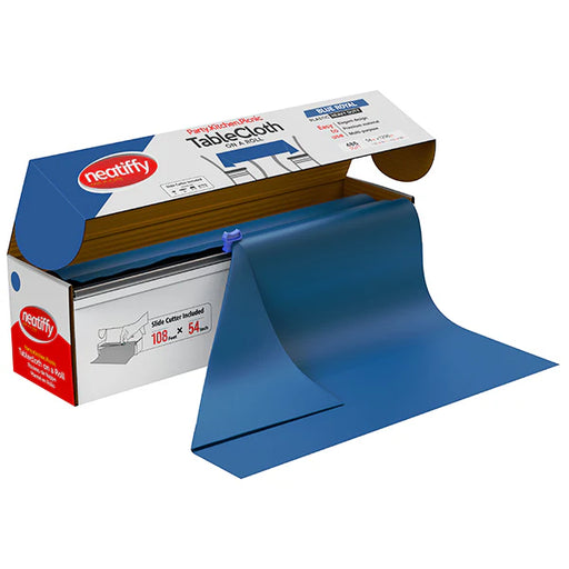 Disposable Plastic Tablecloth Roll Royal Blue 54" x 108 ft - Each
