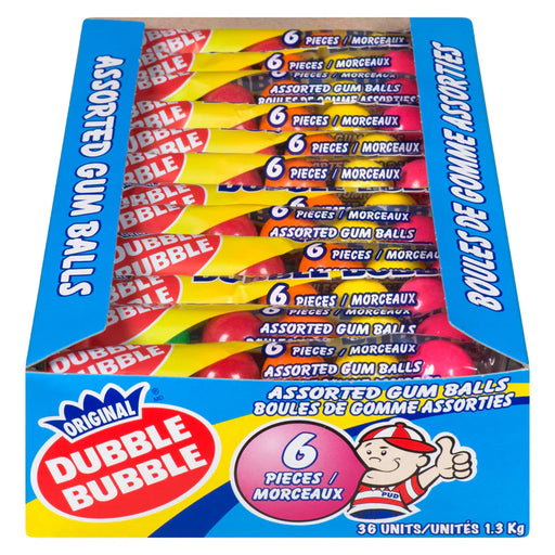 Double Bubble - Assorted Gum Balls Original 6 Pcs - 36 Packs