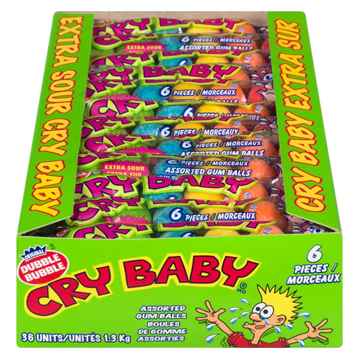 Dubble Bubble - Cry Baby Sour Gum Balls 6 Pcs - 36 Packs