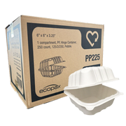 Ecopax - 6" x 6" x 3.25" PP Microwavable Take Out Container White - 250/Case