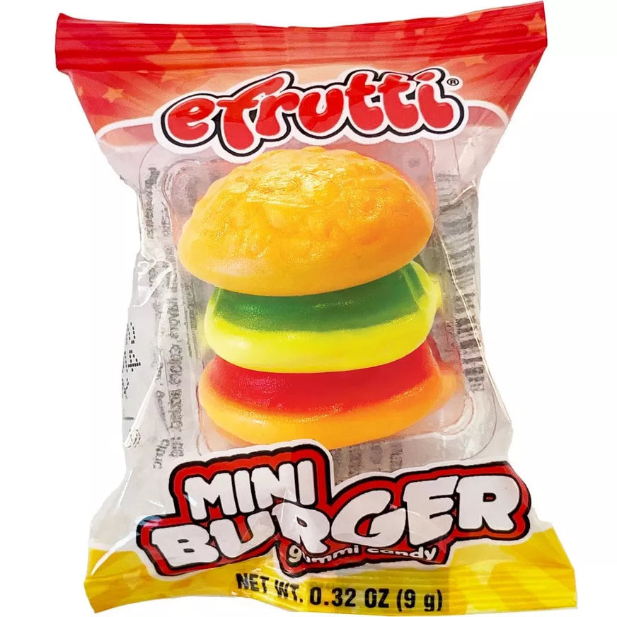Efrutti Mini Burger Gummy Candy Individually Wrapped 9g - 60 Count