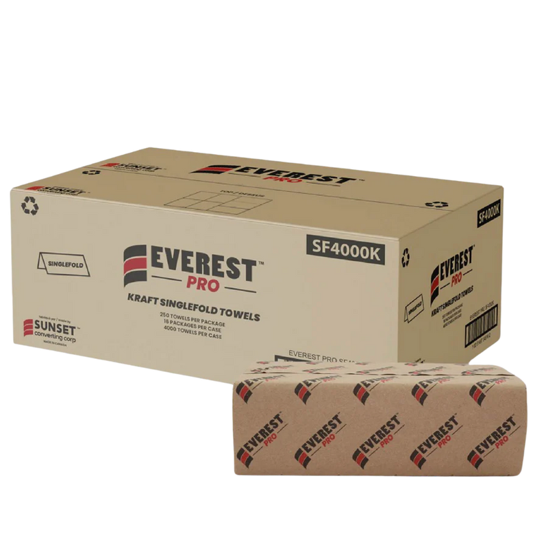 Everest Pro - SF4000K - Single Fold Kraft Hand Paper Towel - 4000 Sheets/Case