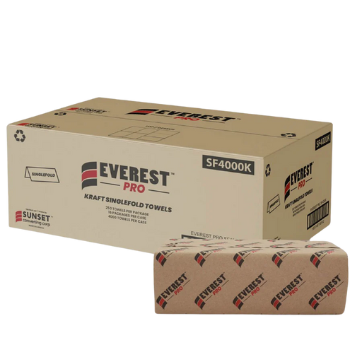 Everest Pro - SF4000K - Single Fold Kraft Hand Paper Towel - 4000 Sheets/Case