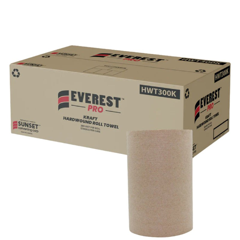 Everest Pro HWT300K - Kraft Hand Paper Towel Roll 300' - 12 Rolls
