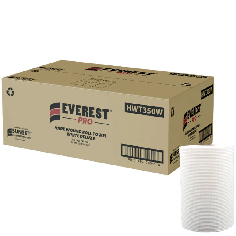Everest Pro HWT350W - White Hand Paper Towel Roll 350' - 12 Rolls