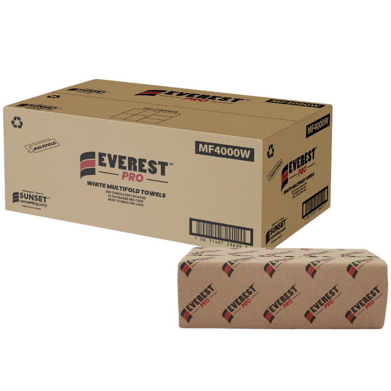 Everest Pro MF4000W - Multifold Hand Towel White 250 Sheets - 16 Packs