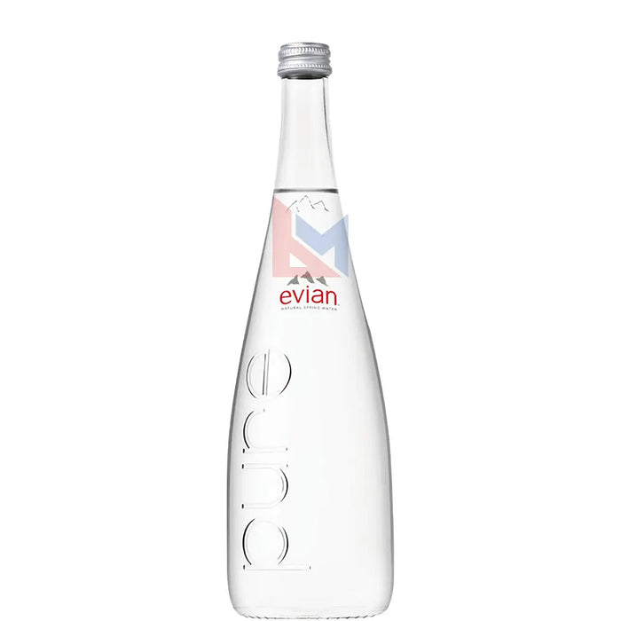 Evian - Natural Spring Water Glass Bottle - 12 x 750 ml