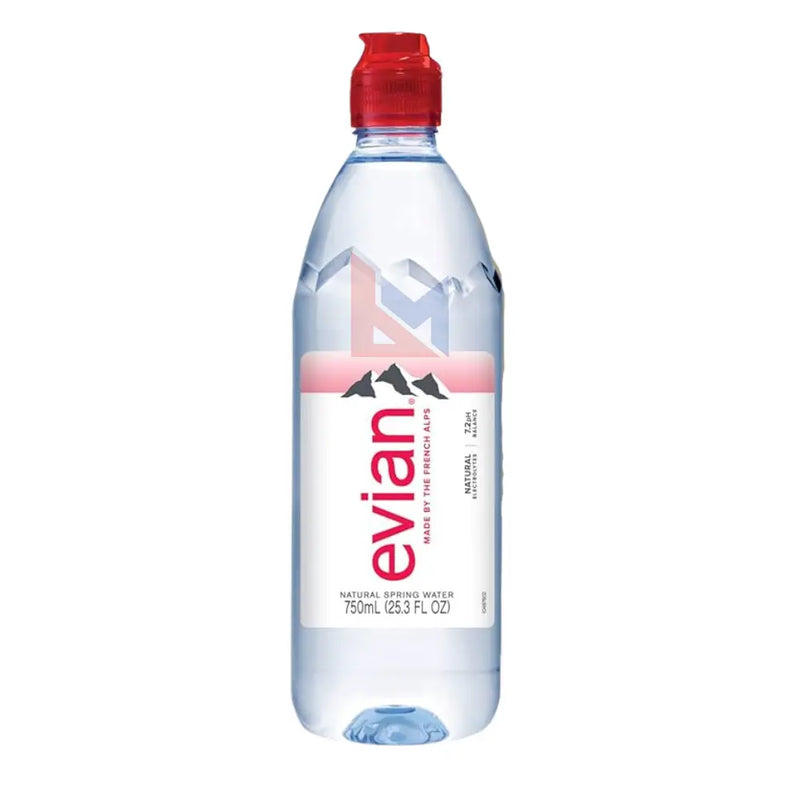 Evian - Natural Spring Water Plastic Sport Cap - 12 x 750 ml