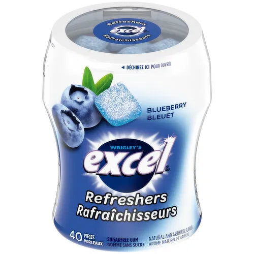 Excel - Refreshers Blueberry Gum Bottle 40 Pcs - 6 Packs