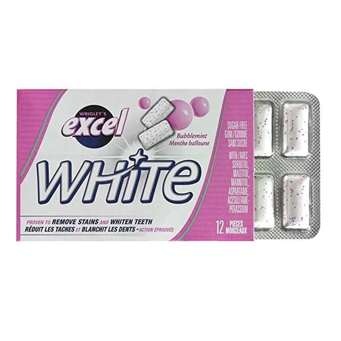 Excel - White Bubblemint Sugar Free Chewing Gum 12 Pcs - 12 Packs