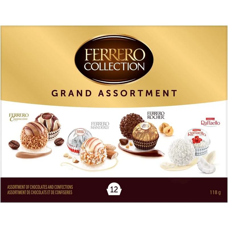 Ferrero Rocher - Grand Assortment Chocolate Confections Gift Box - 12 Pcs