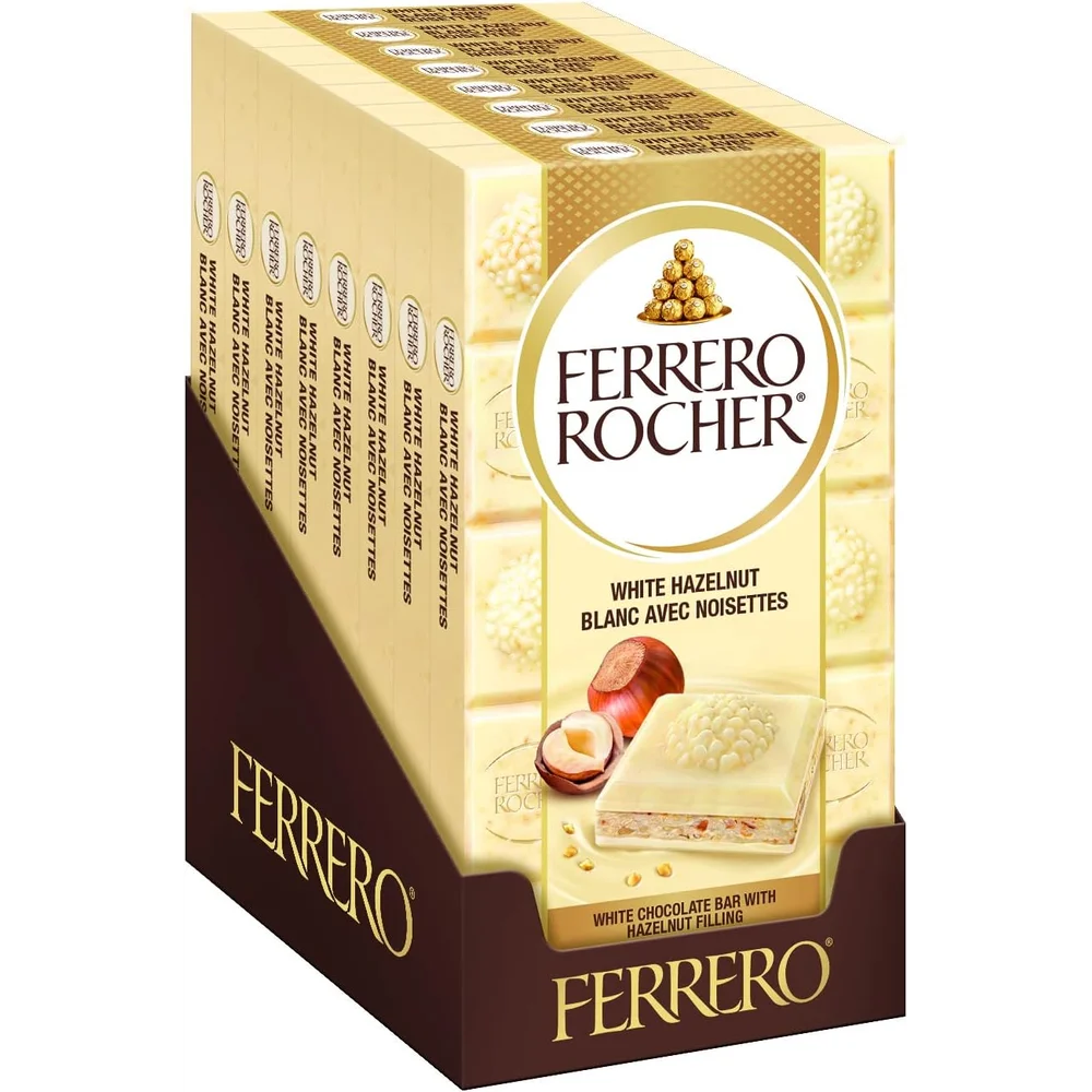 Ferrero Rocher White Chocolate Bar With Hazelnut Filling - 8 x 90g ...