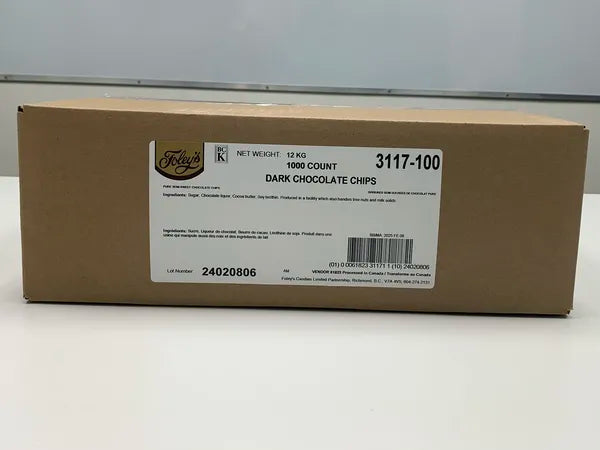 Dark chocolate chips in 1000 count/lb 