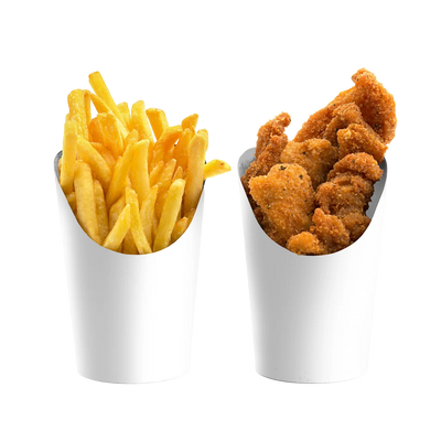 French Fries Paper Cup Holder Round White 