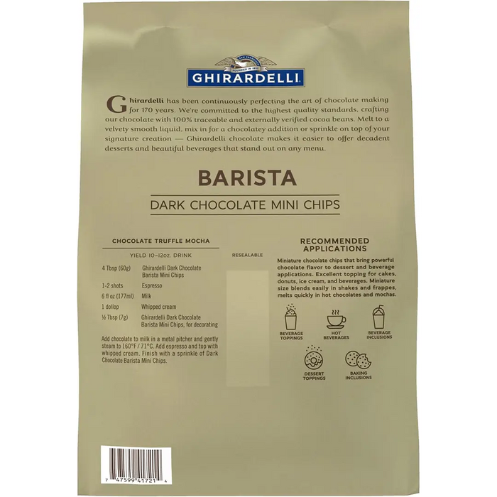 Ghirardelli - Dark Chocolate Barista Mini Chips 10,000 Count - 5 Lbs
