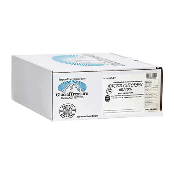 Glacial Treasure - #25984 Fully Cooked Diced Chicken 60/40 Halal - 4.54 Kg