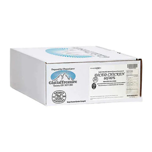 Glacial Treasure - #25984 Fully Cooked Diced Chicken 60/40 Halal - 4.54 Kg