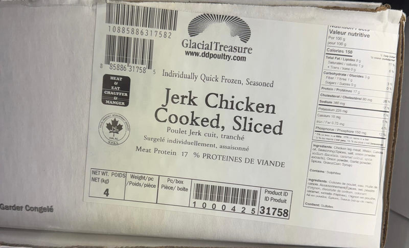 Glacial Treasure #31758 Jerk Chicken Cooked Sliced Halal - 4 kg