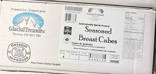 Glacial Treasure #66388 Frozen Seasoned Chicken Breast Cubes 4 kg