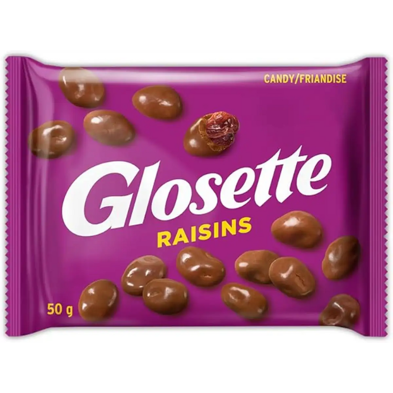 Glosette - Raisins, Chocolate Covered Candy - 18 x 50g.
