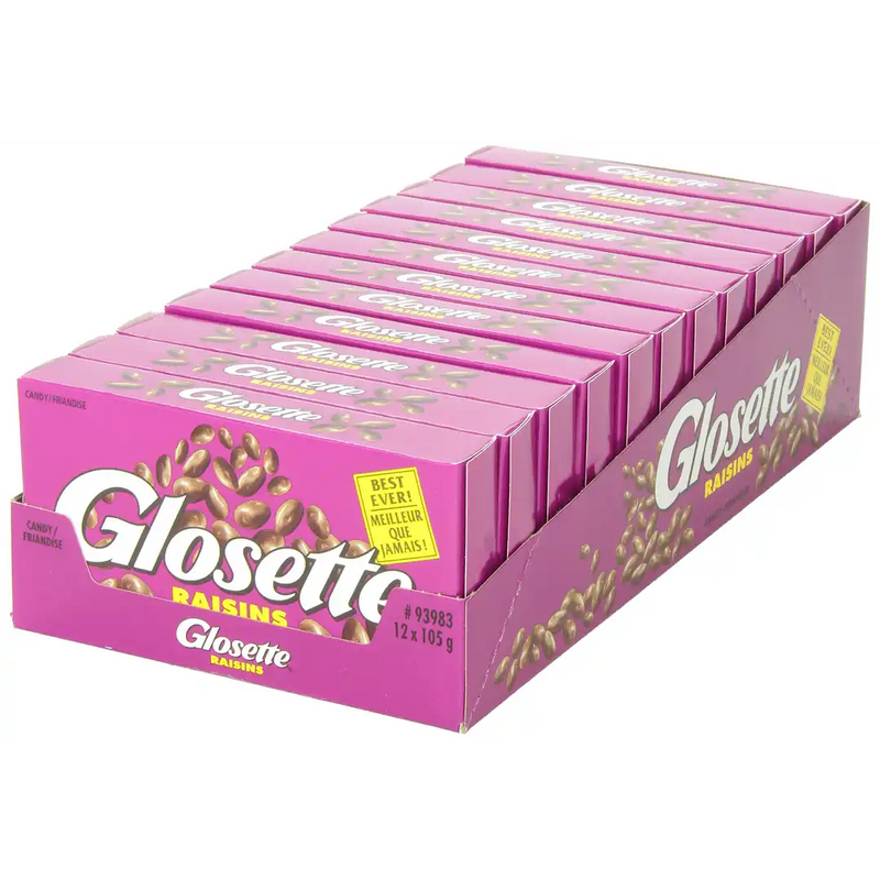 Glosette - Raisins, Chocolate Covered Candy Theatre Box - 12 x 105g