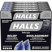 Halls - Extra Strong Menthol No Sugar Cough Drops 9 Lozenges - 20 Packs