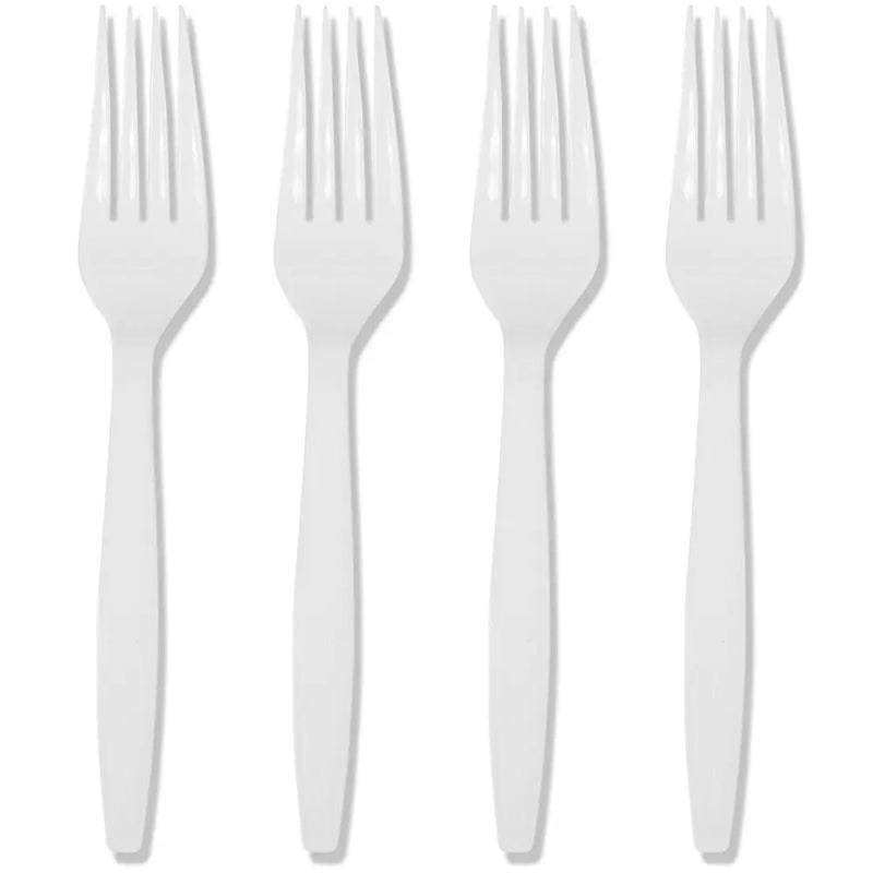 Heavy Duty Plastic Fork Unwrapped White 