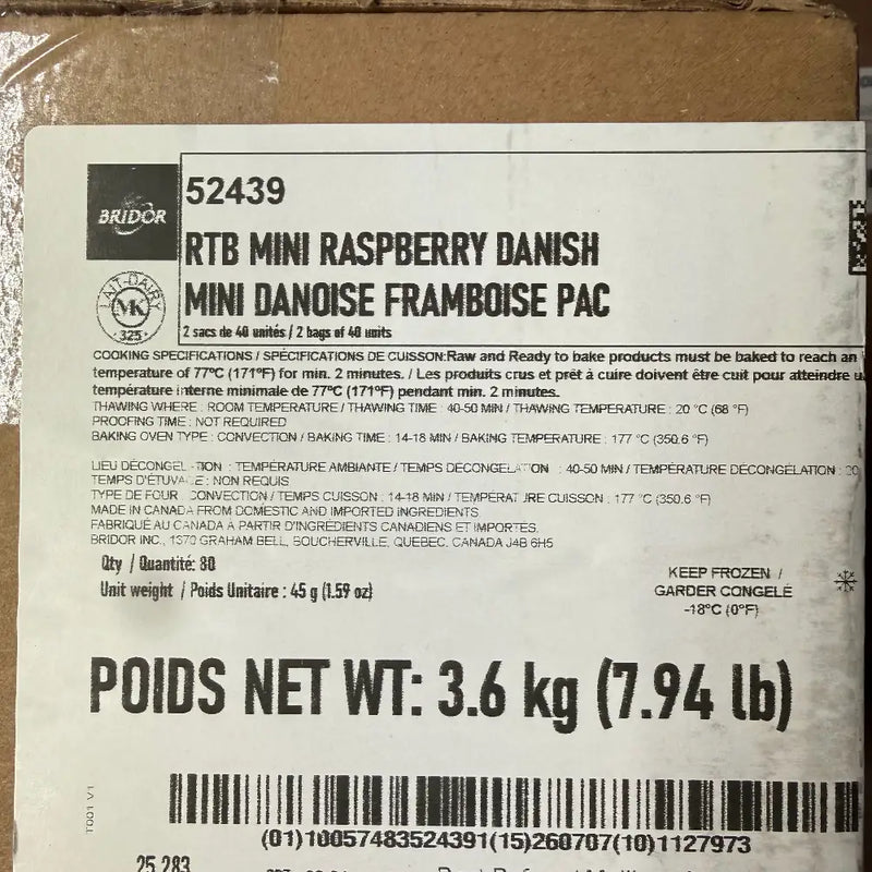 Mini Raspberry Danish 1.59 Oz Ready To Bake - 80 x 45 g