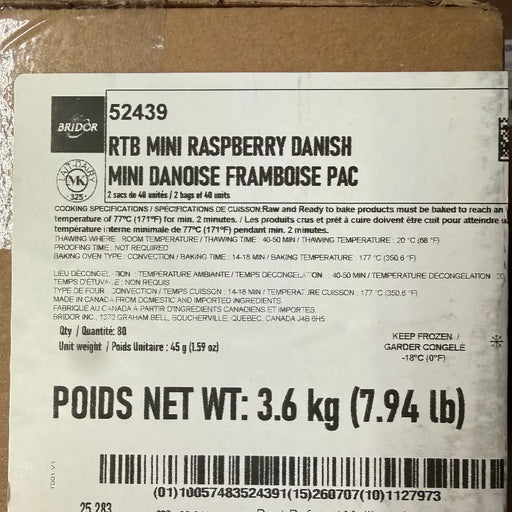 Mini Raspberry Danish 1.59 Oz Ready To Bake - 80 x 45 g