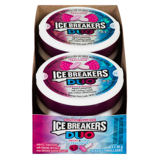 Ice Breakers - Duo Fruit & Cool Sugar Free Mints Raspberry- 6 x 36g