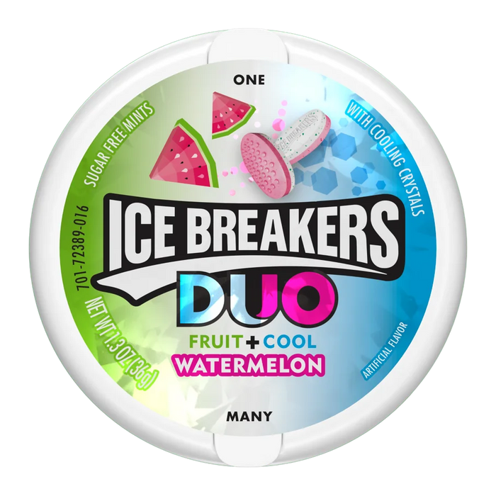 Ice Breakers - Duo Fruit & Cool Sugar Free Mints Watermelon - 8 x 36g