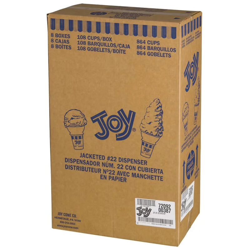 JOY - #22 Jacketed Dispenser Ice Cream Cups - 8 x 108/Case