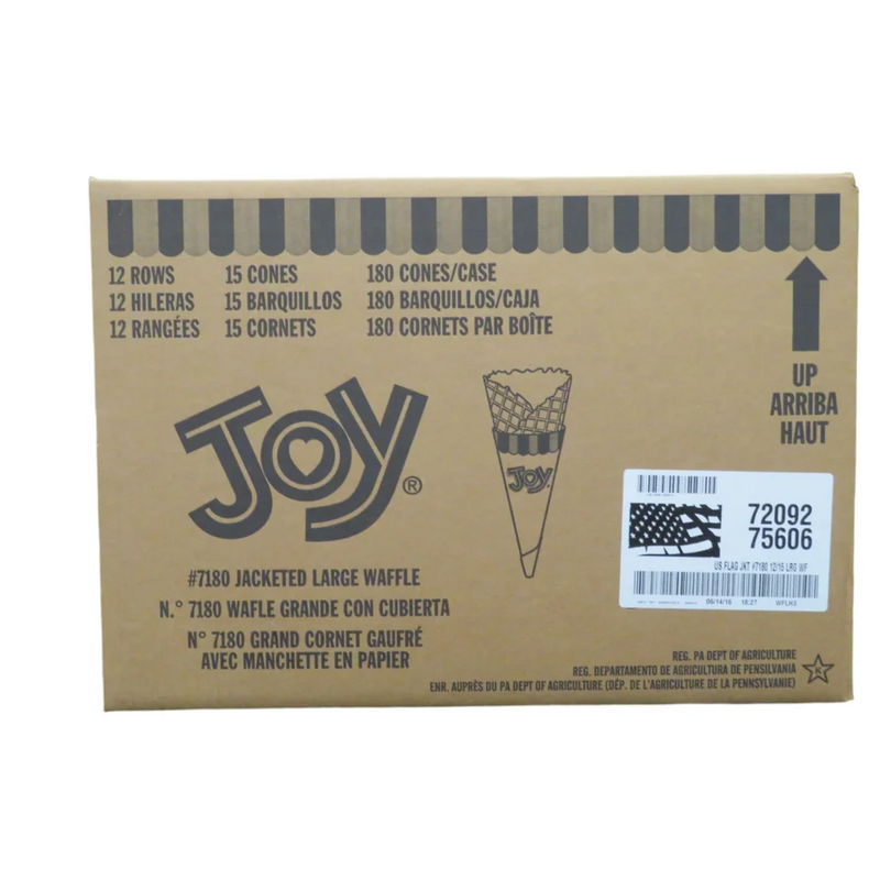 JOY #7180 Jacketed Large Waffle Cones 180/Case