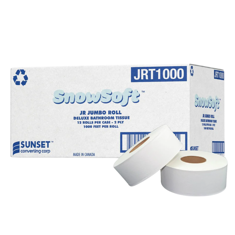 JRT1000 - 2 Ply Jumbo Toilet Paper Roll 1000' - 12 Rolls