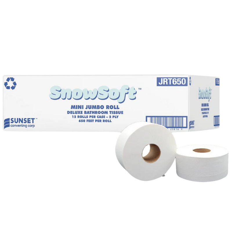 JRT650 - Jumbo 2 Ply Toilet Paper Roll 650' Mini JRT - 12/Case