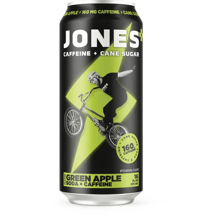 Jones Soda - Green Apple Energy Soda - 12 x 473 ml