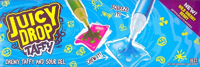 Juicy Drop - Chew Taffy With Sour Gel Pen - 16 x 67g