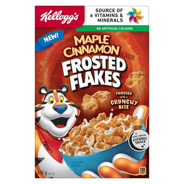 Kellogg's - Frosted Flakes Maple Cinnamon Flavor Cereal - 4 x 435g